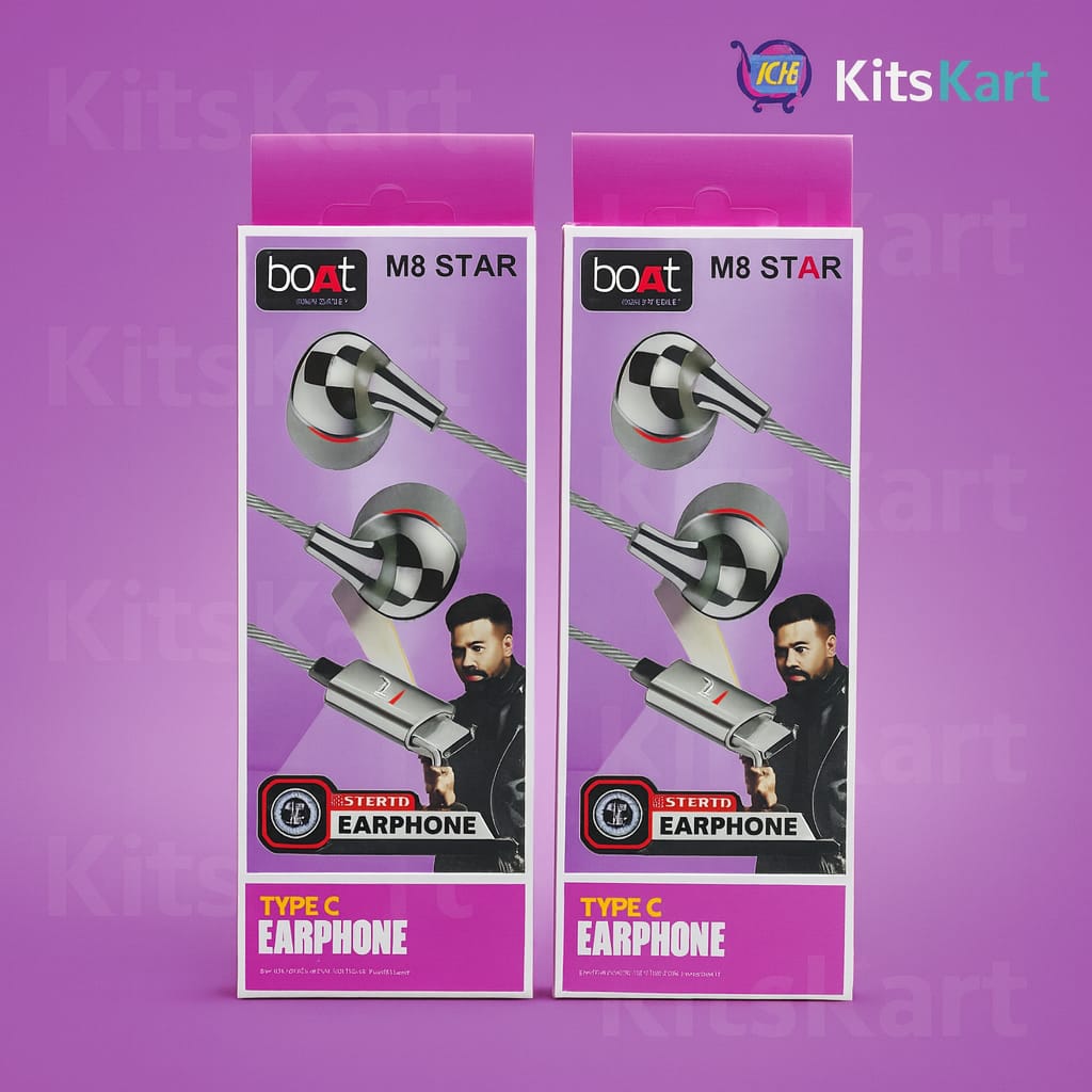 ടൈപ്പ്-സി കണക്ടറുള്ള boAt M8 STAR സ്റ്റീരിയോ ഇയർഫോണുകൾ